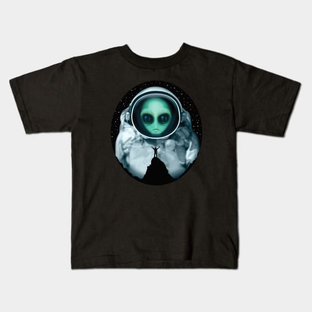 Giant Alien Astronaut Kids T-Shirt by TMBTM